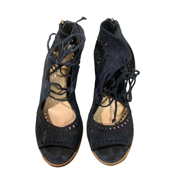 Vince Camuto Women's TARITA Cutout Lace-Up Sandal navy leather suede size 8.5 - Picture 5 of 8